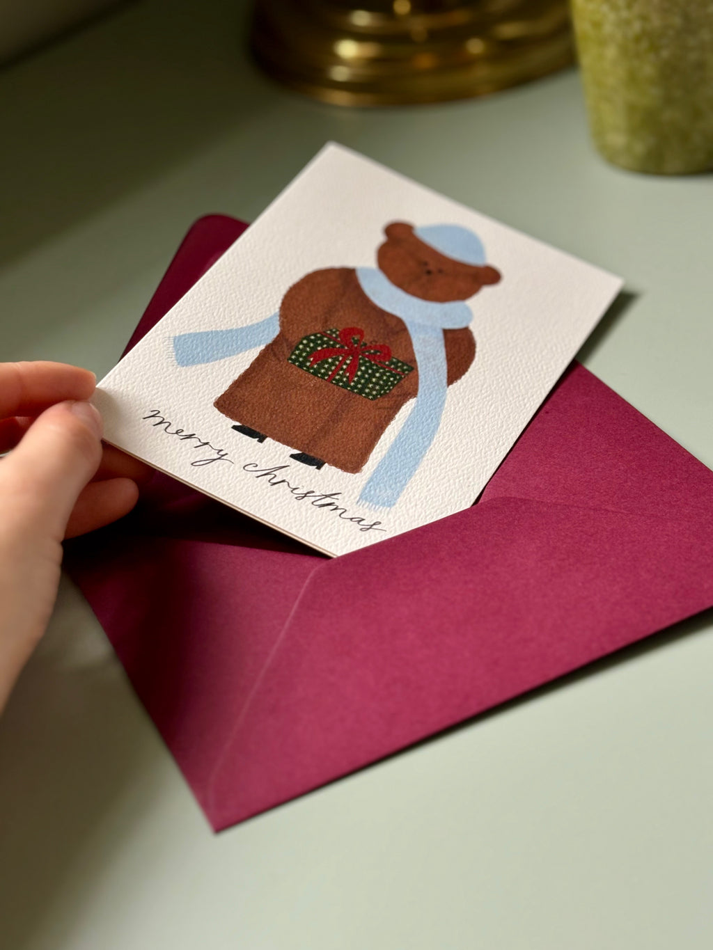 Christmas Present Bear Greeting Card