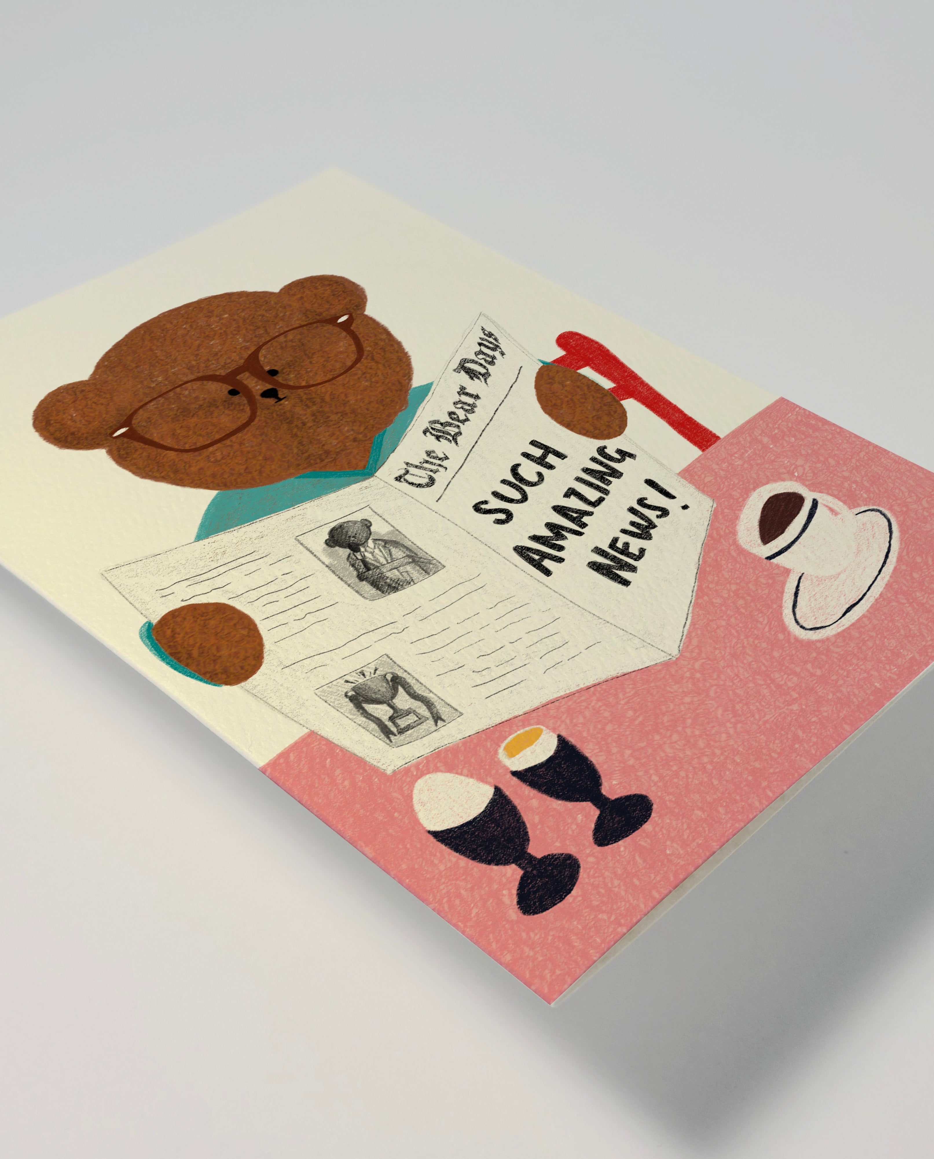 Newspaper Bear Greeting Card