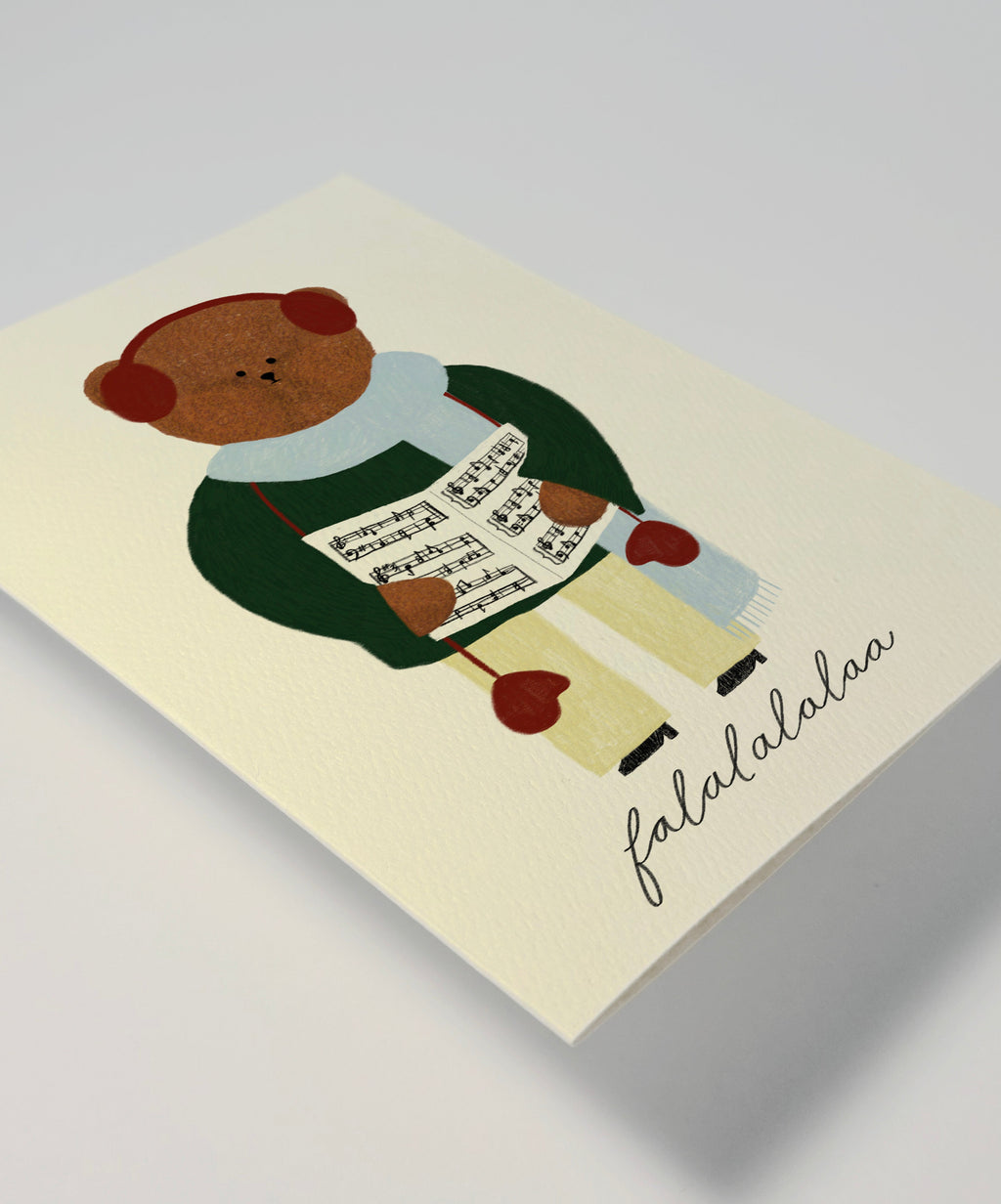 Christmas Caroller Bear Greeting Card