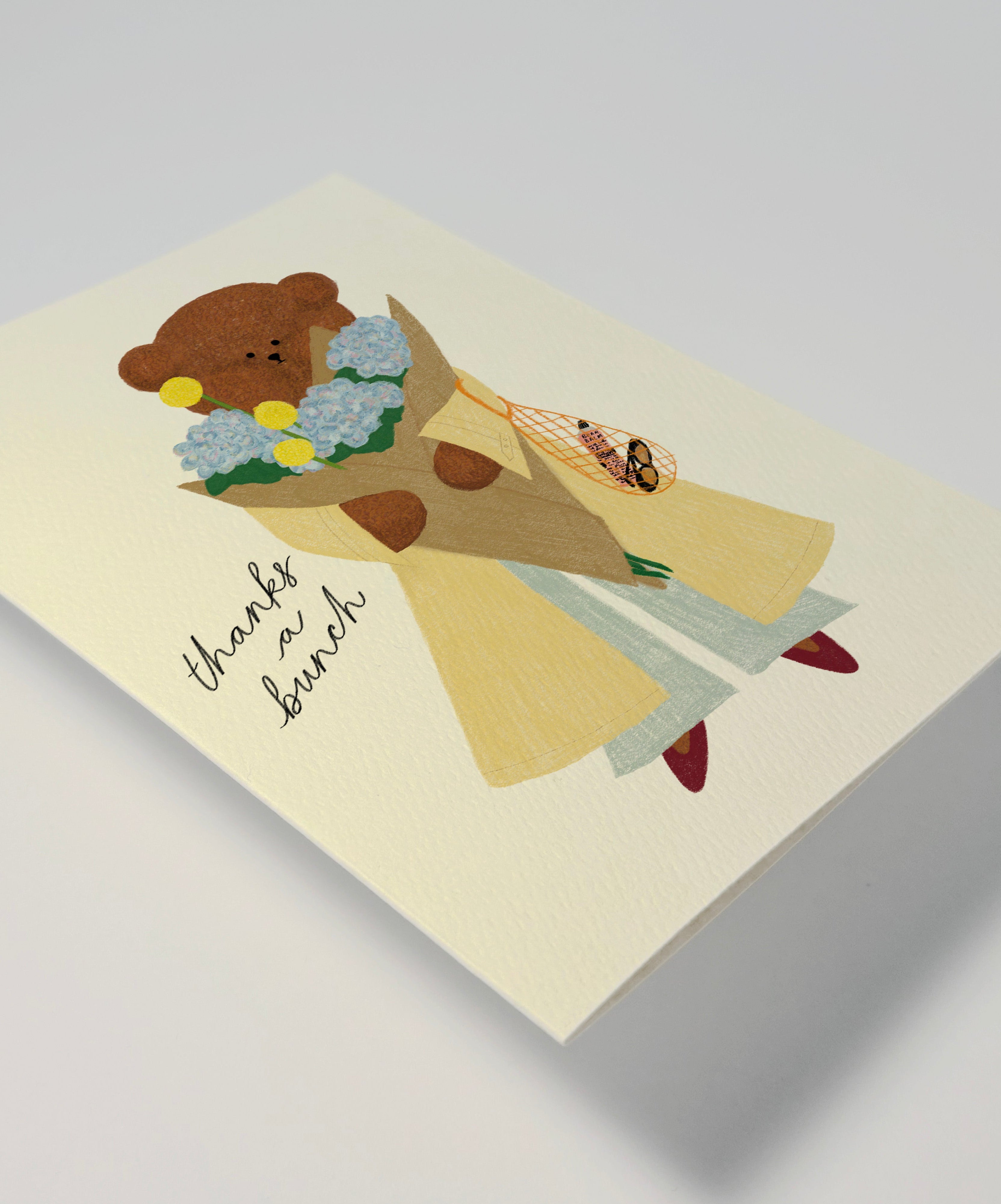 Flower Bouquet Bear Greeting Card