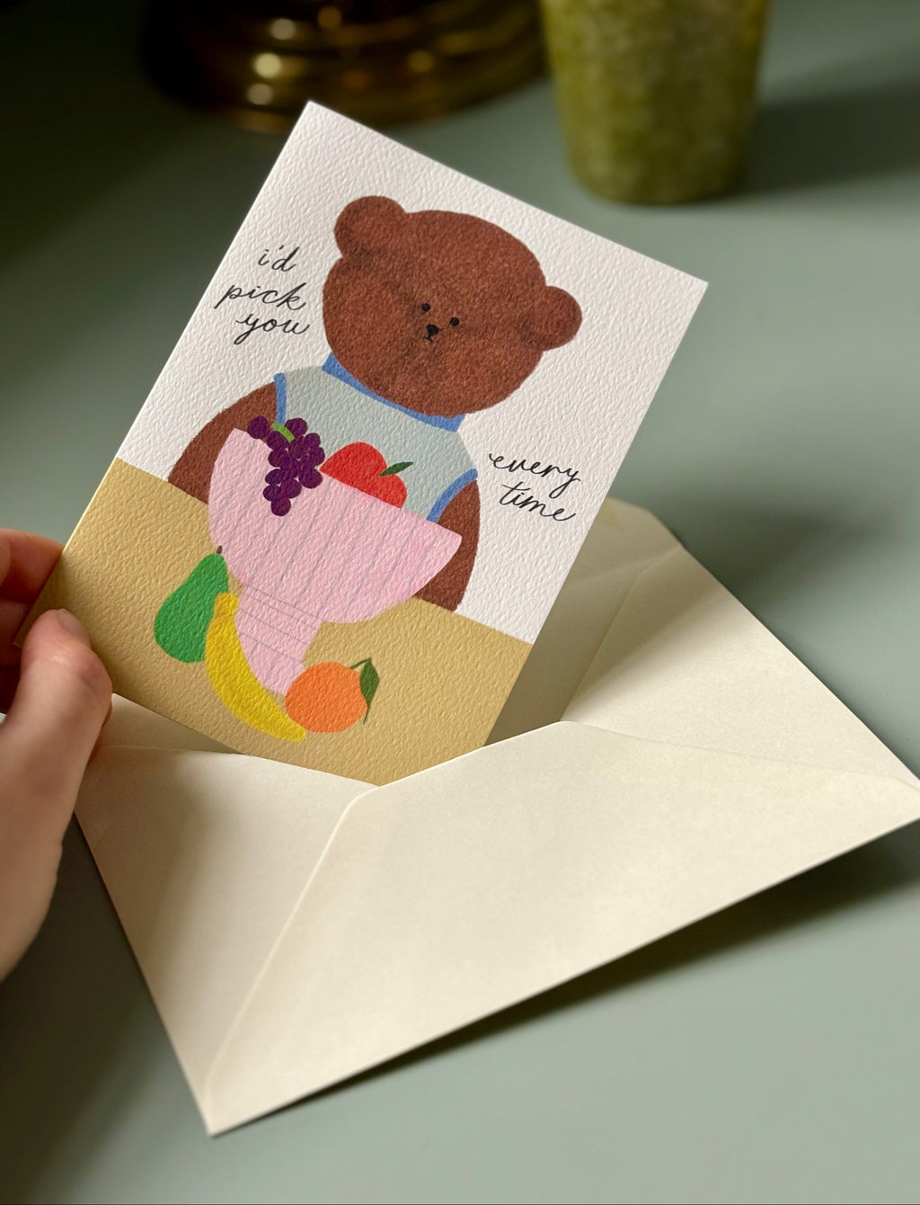 Fruit Bowl Bear Greeting Card