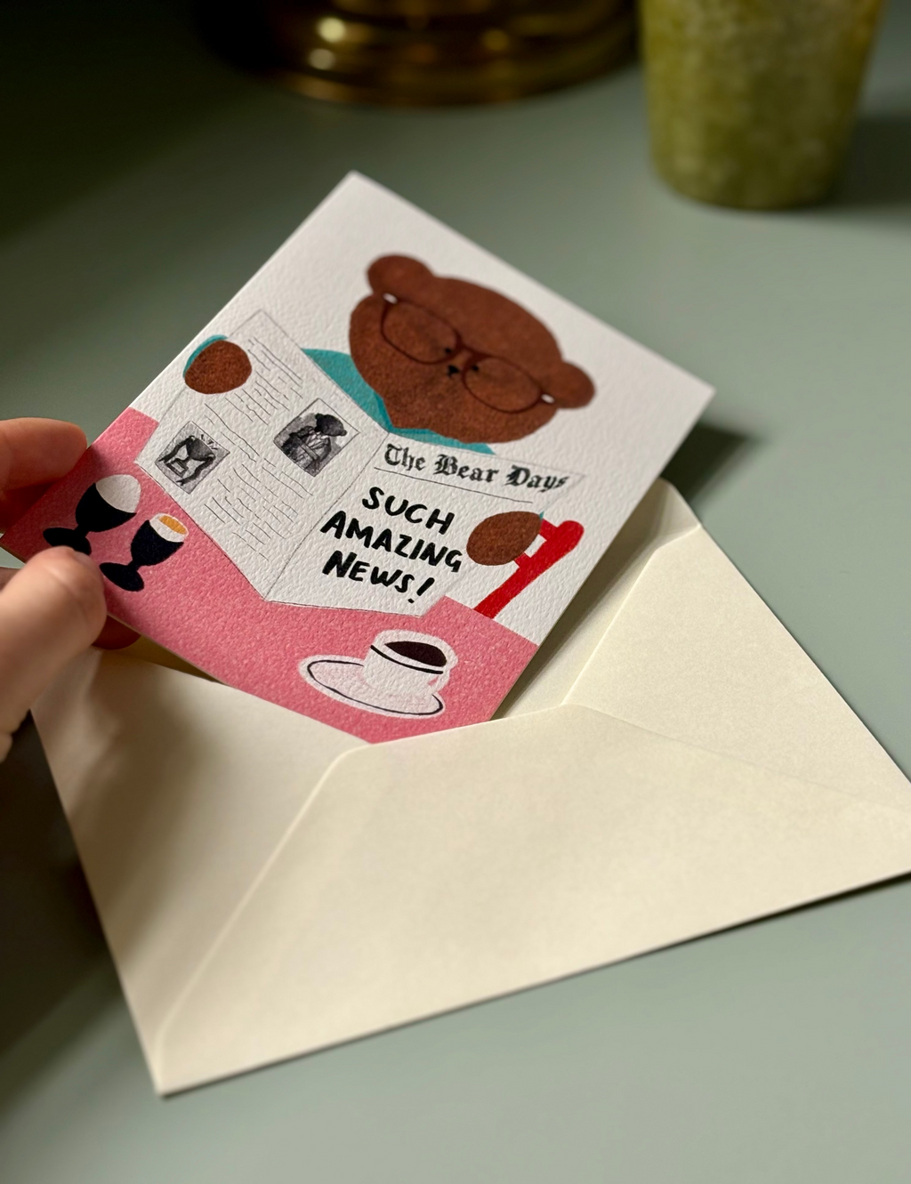 Newspaper Bear Greeting Card