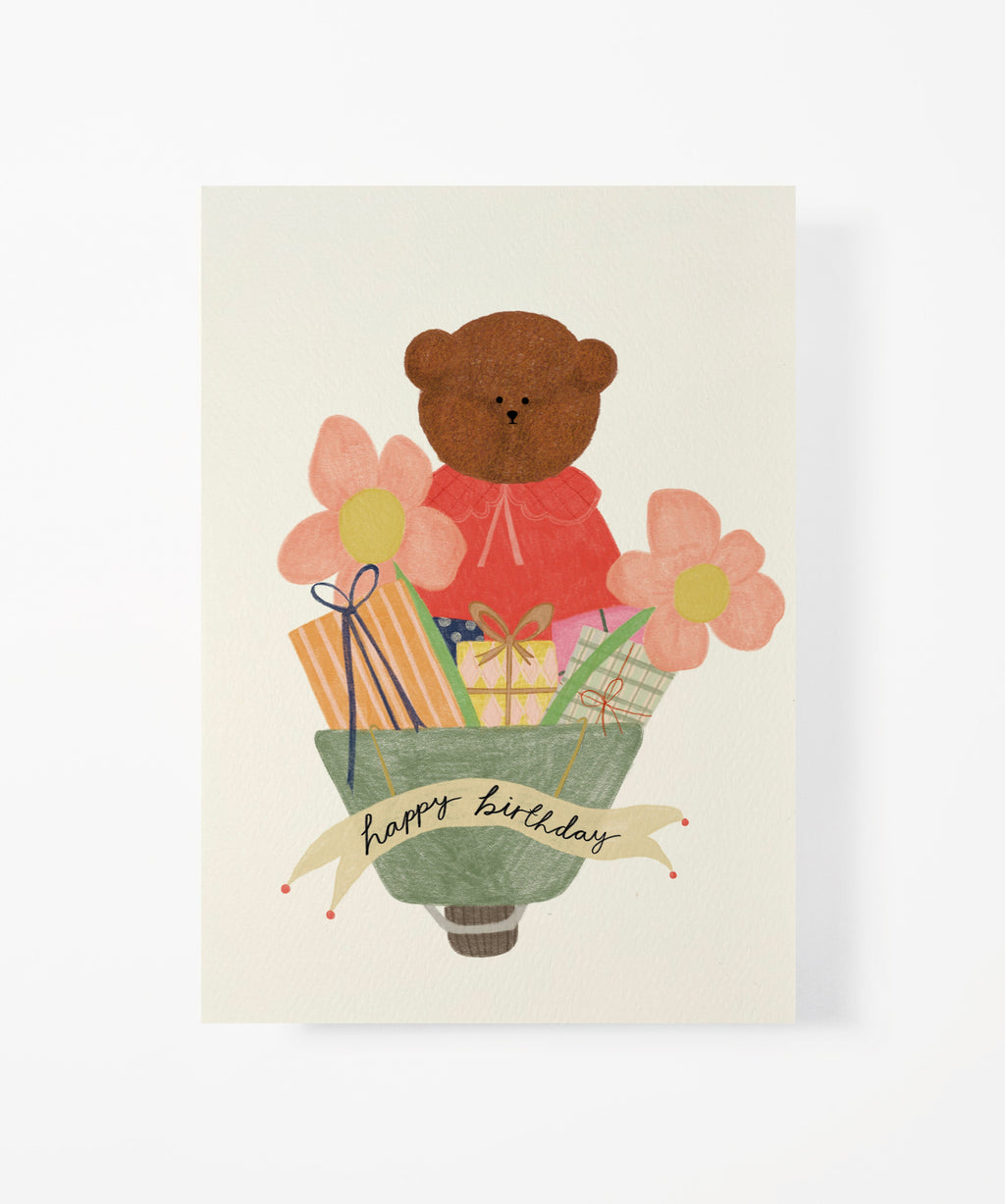 Birthday Bear Wheelbarrow Greeting Card