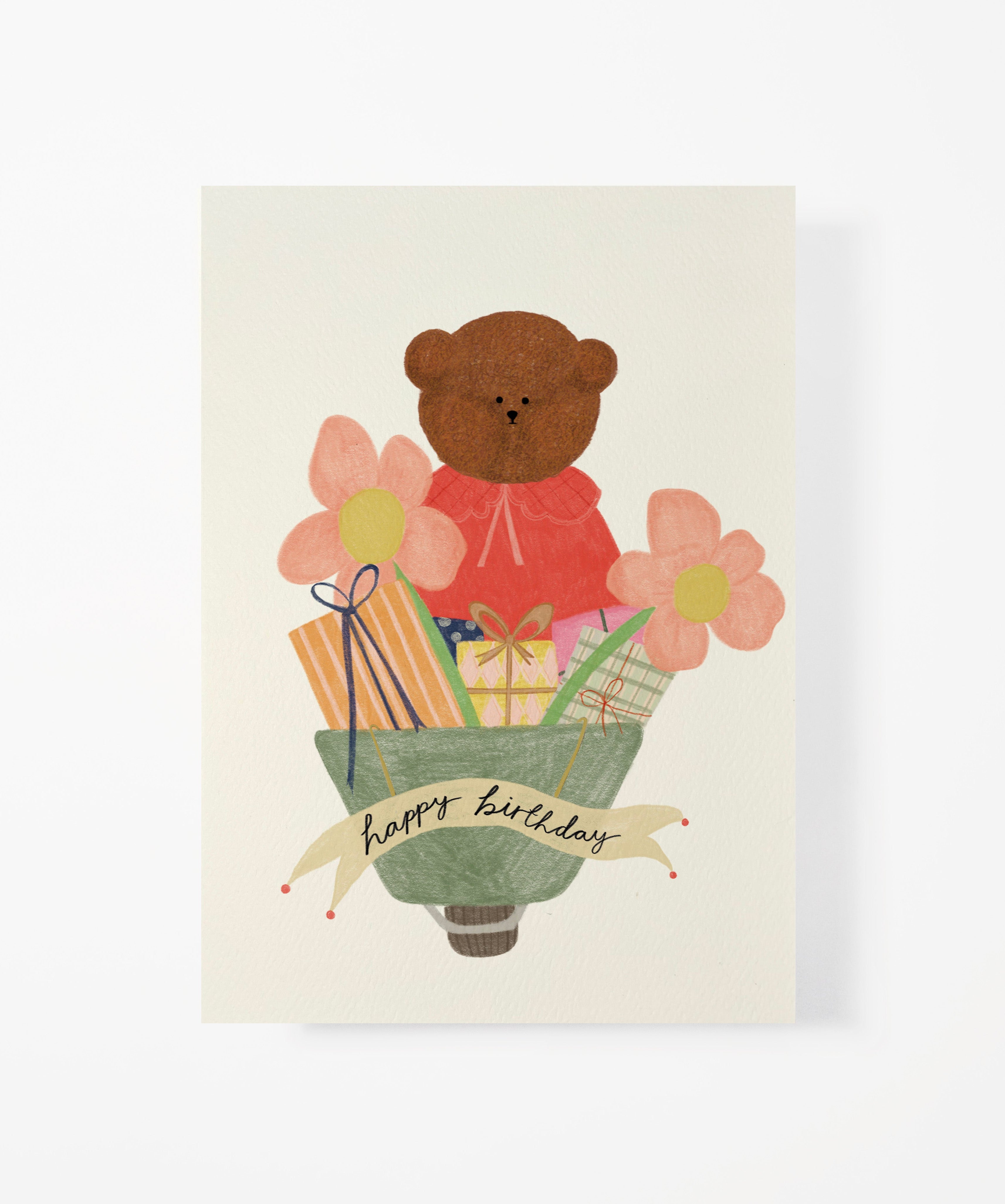 Birthday Bear Wheelbarrow Greeting Card