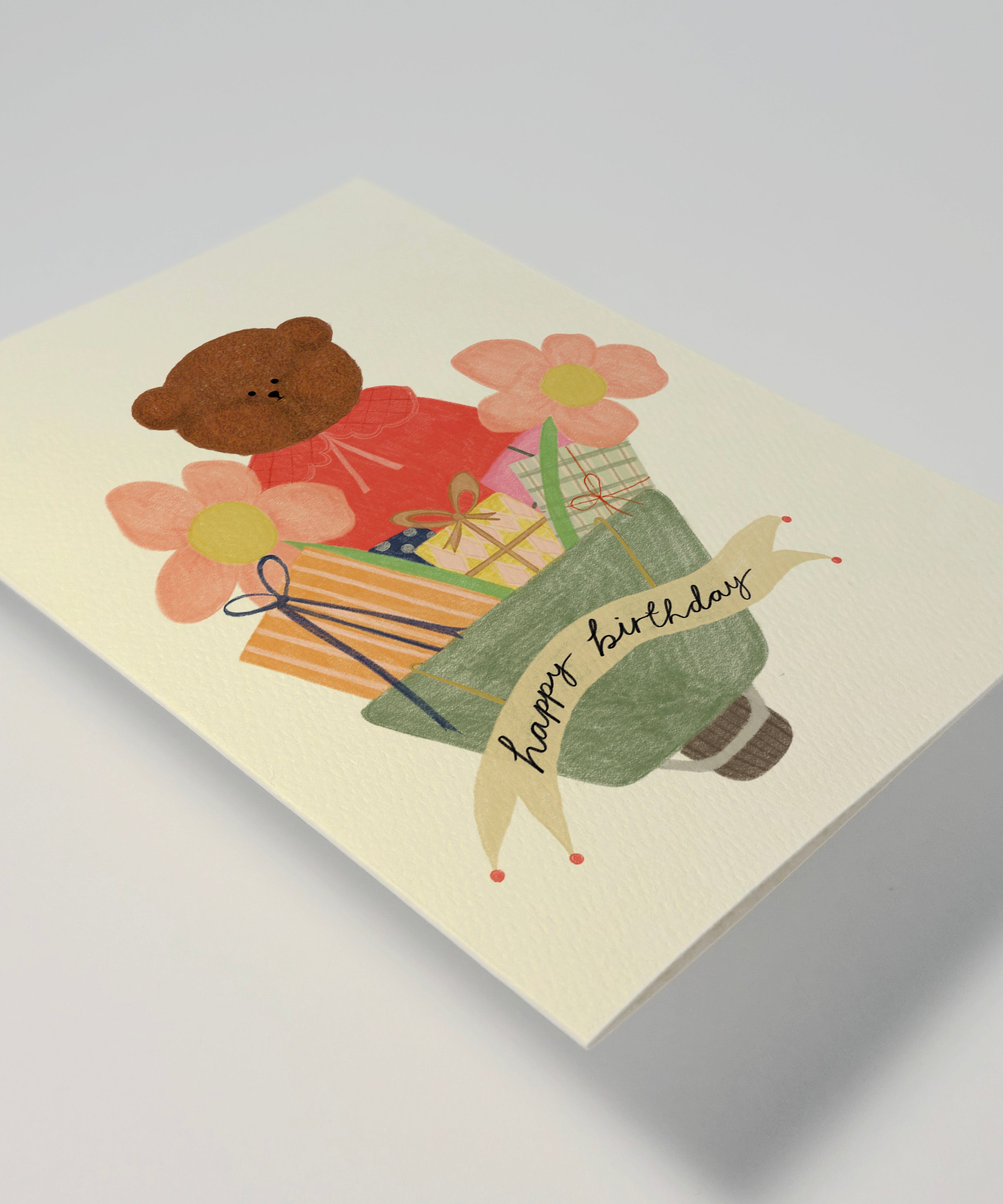 Birthday Bear Wheelbarrow Greeting Card