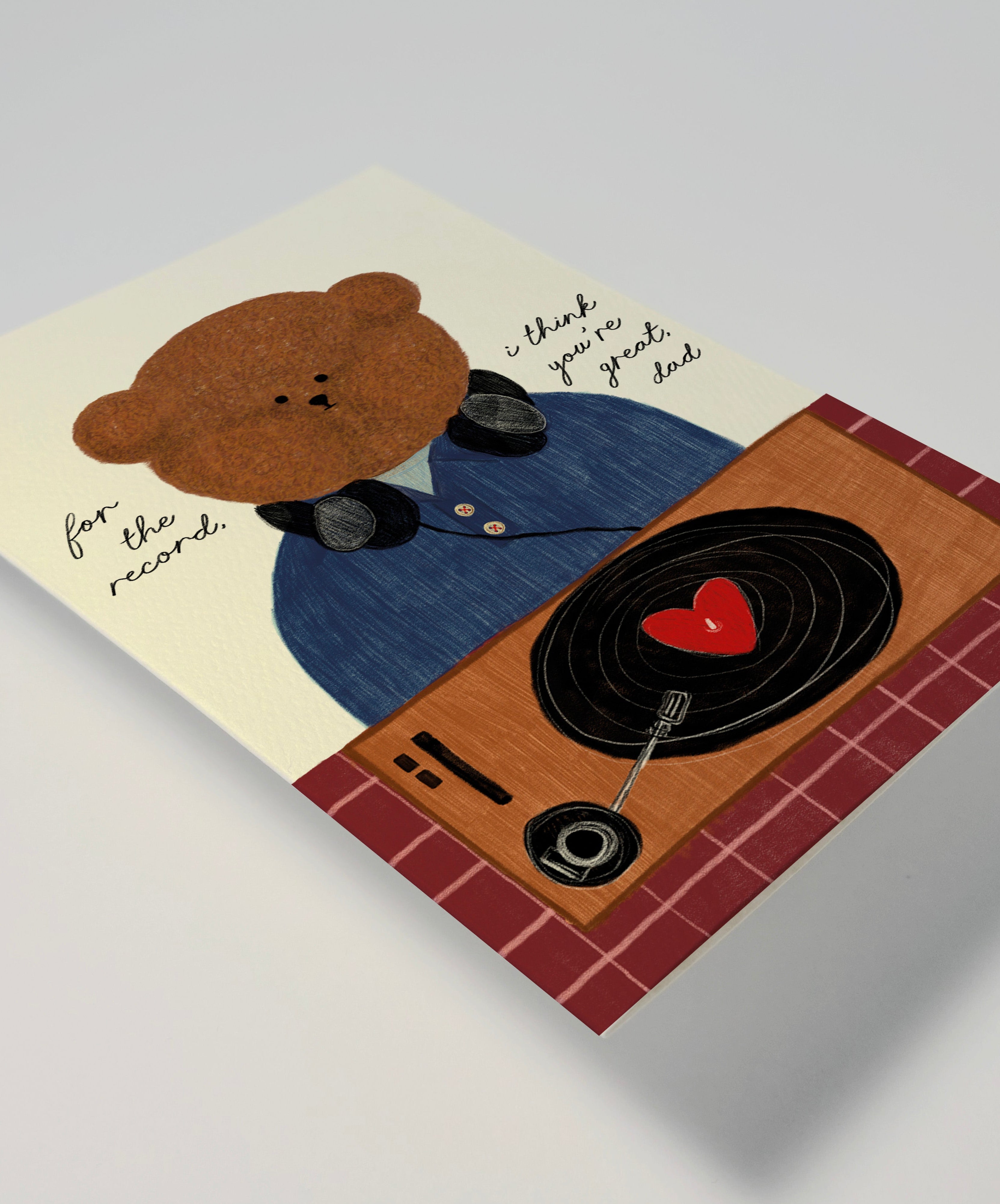 Record Player Bear Greeting Card