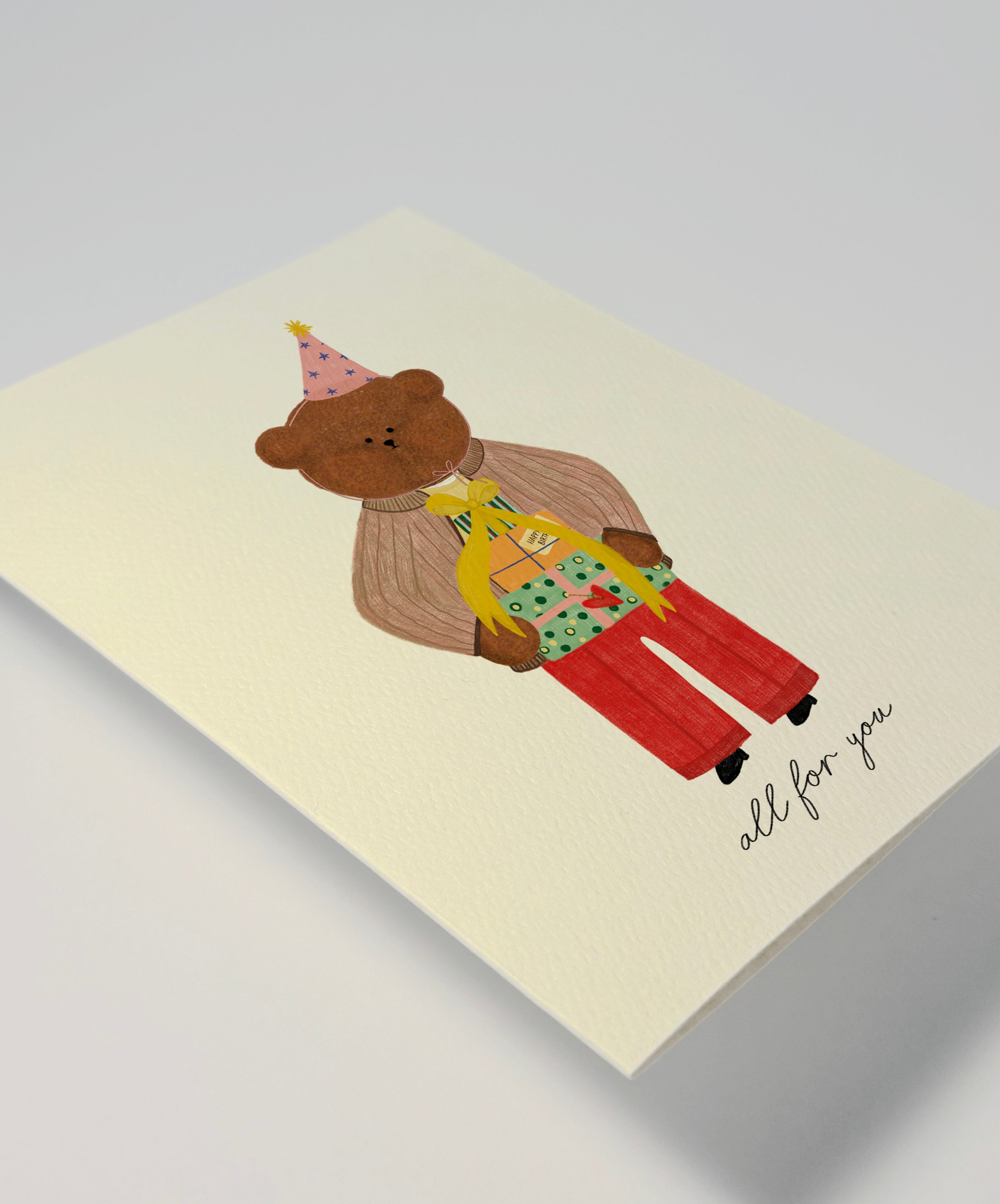 Birthday Present Bear Greeting Card