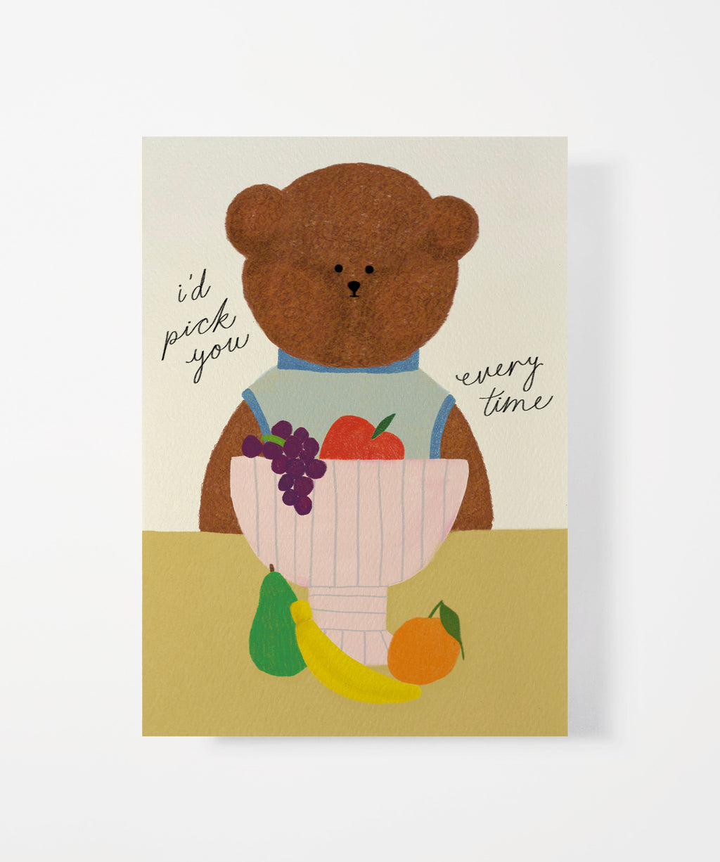 Fruit Bowl Bear Greeting Card