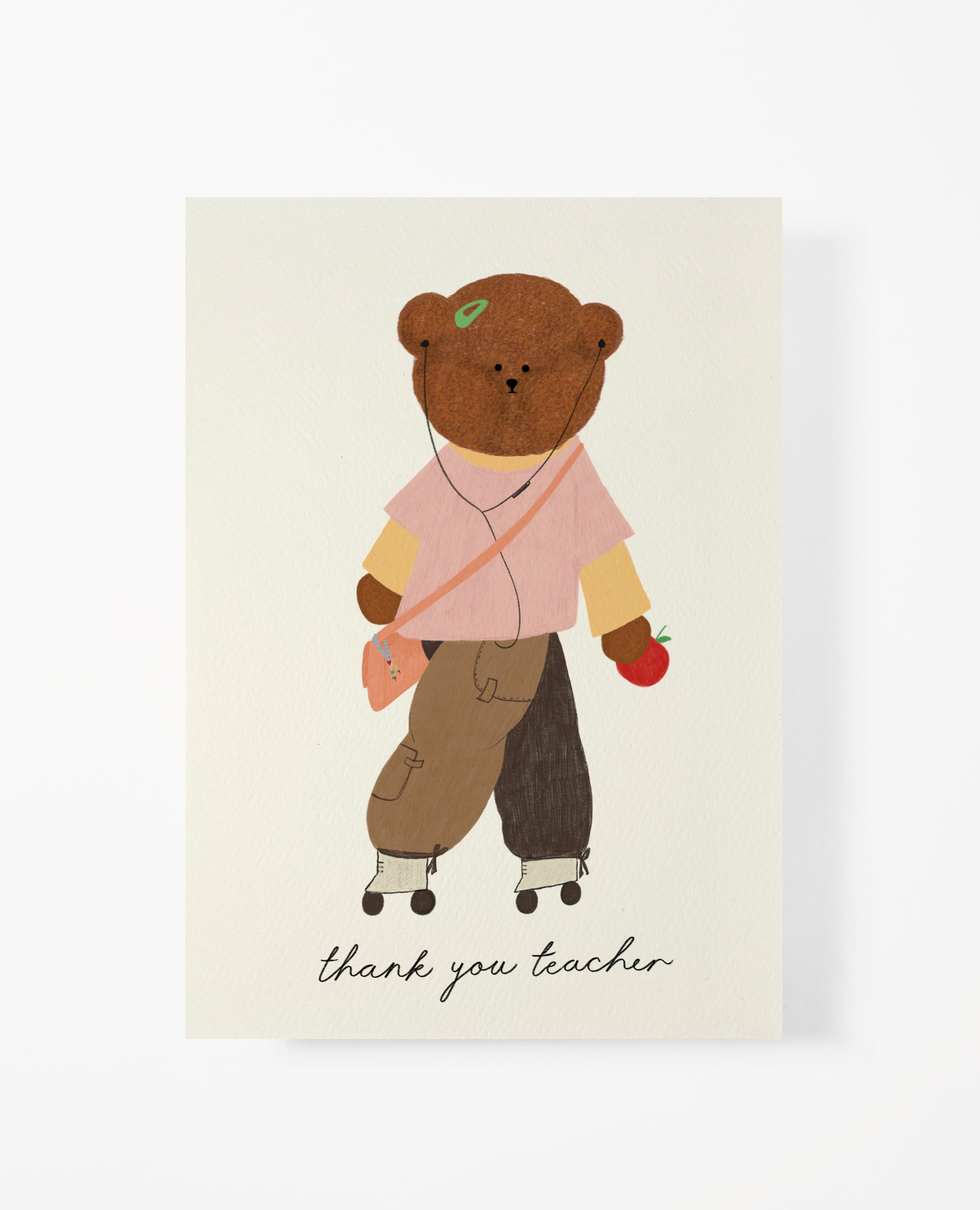 Thank You Teacher Bear Greeting Card
