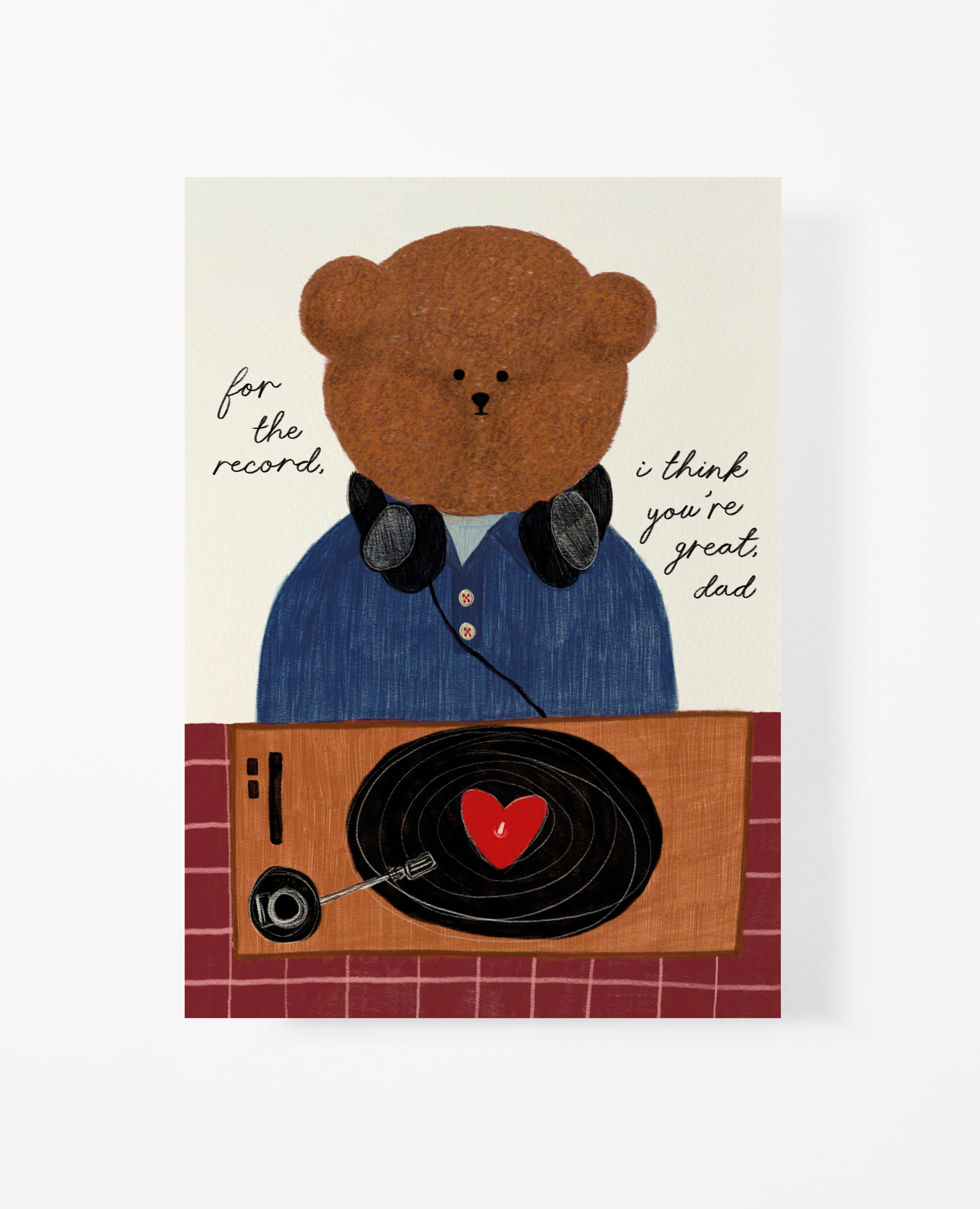 Record Player Bear Greeting Card