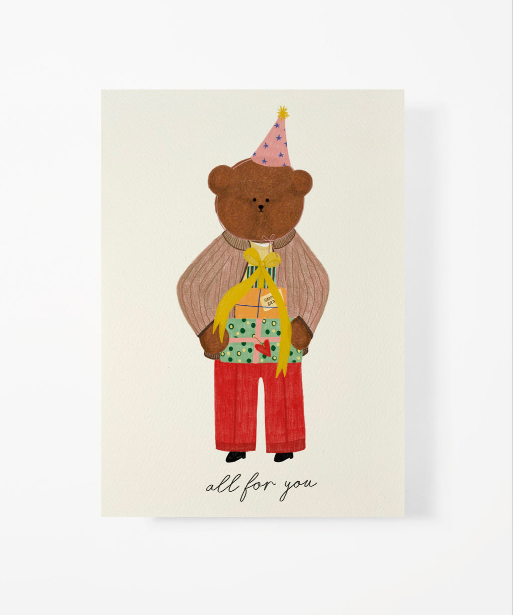 Birthday Present Bear Greeting Card