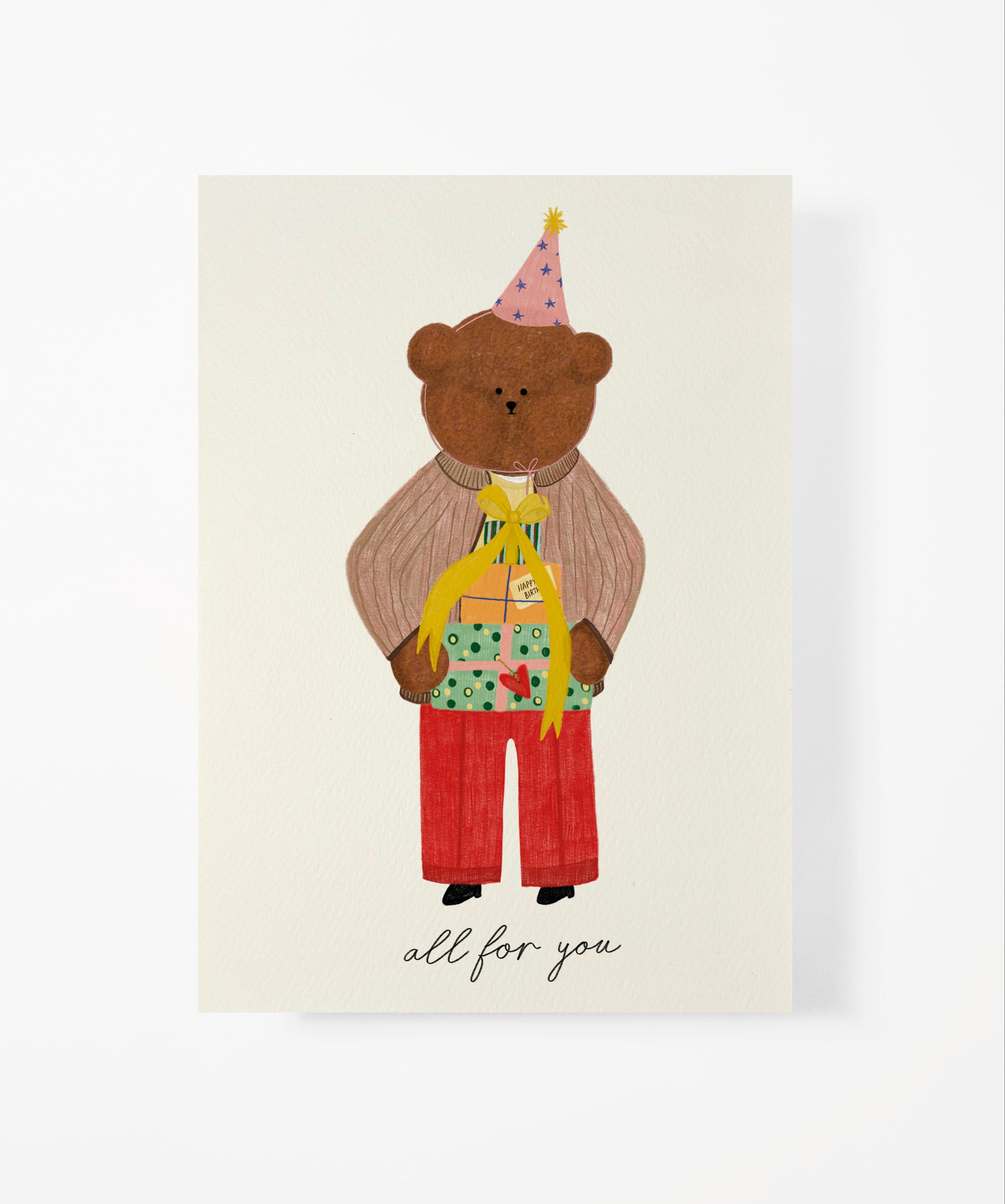 Birthday Present Bear Greeting Card