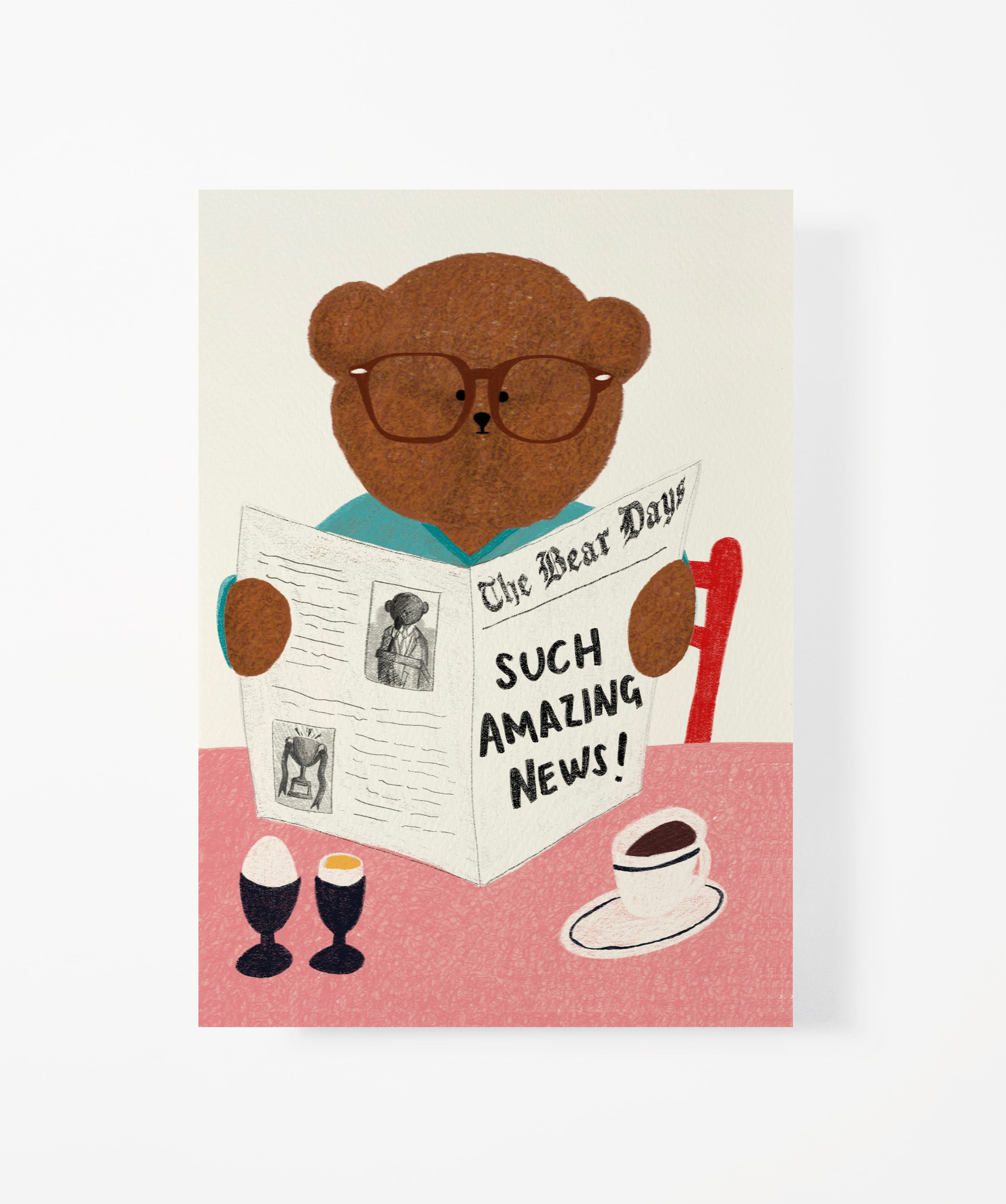 Newspaper Bear Greeting Card