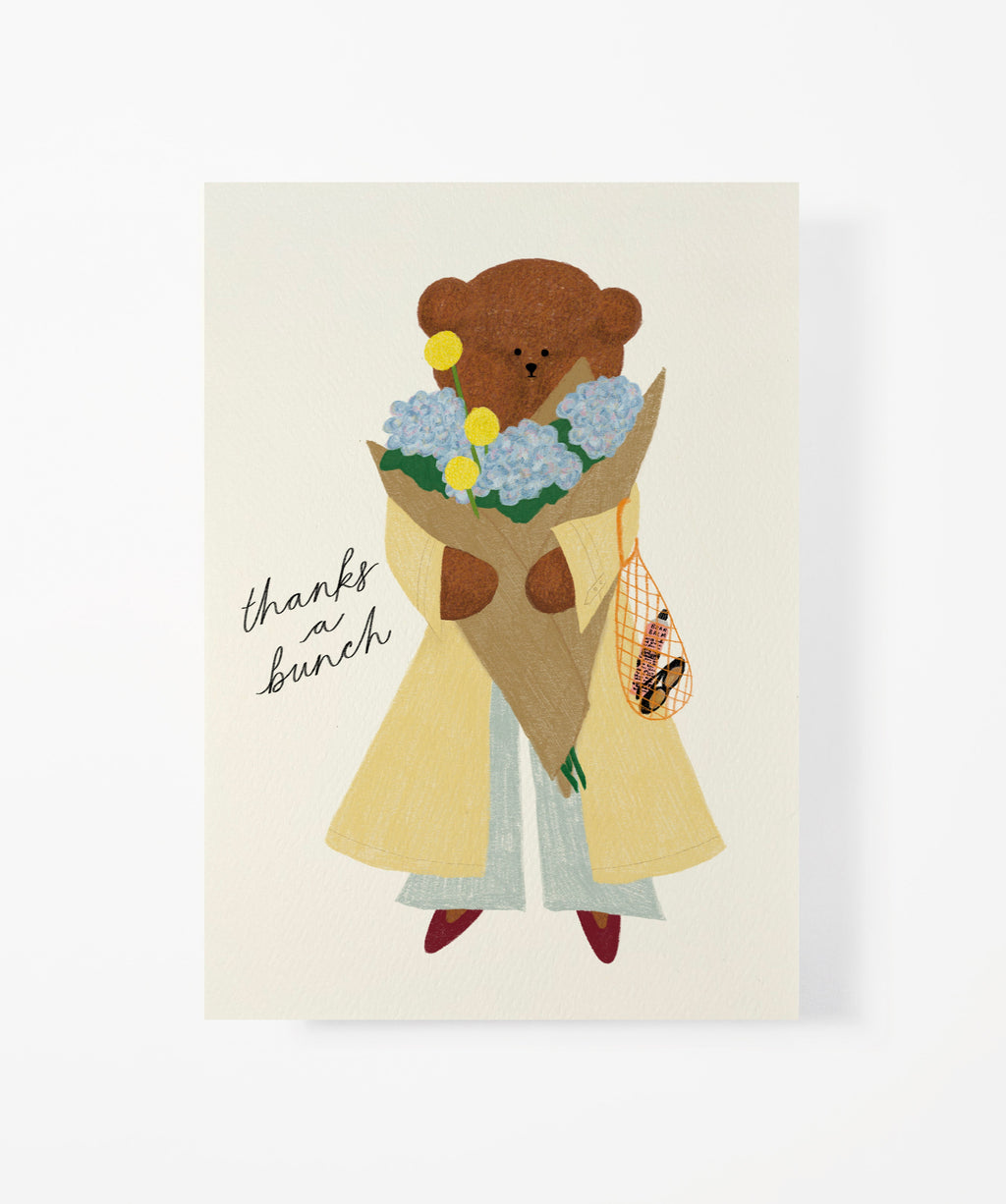 Flower Bouquet Bear Greeting Card