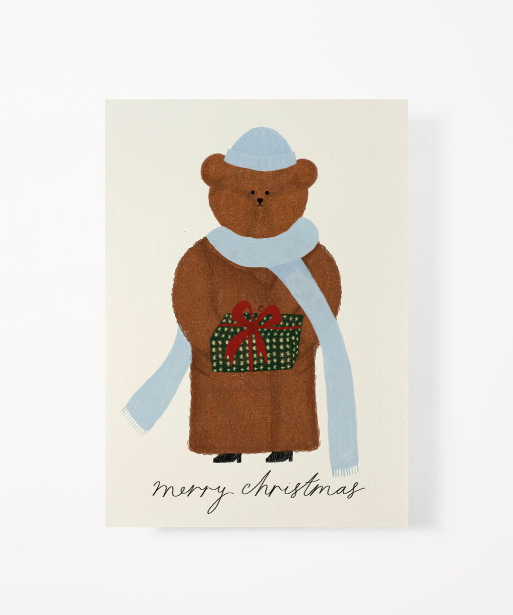 Christmas Present Bear Greeting Card