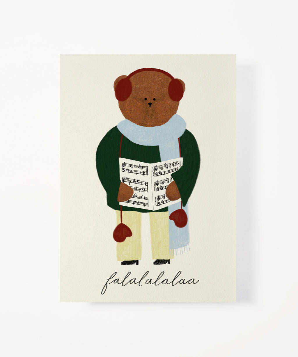 Christmas Caroller Bear Greeting Card