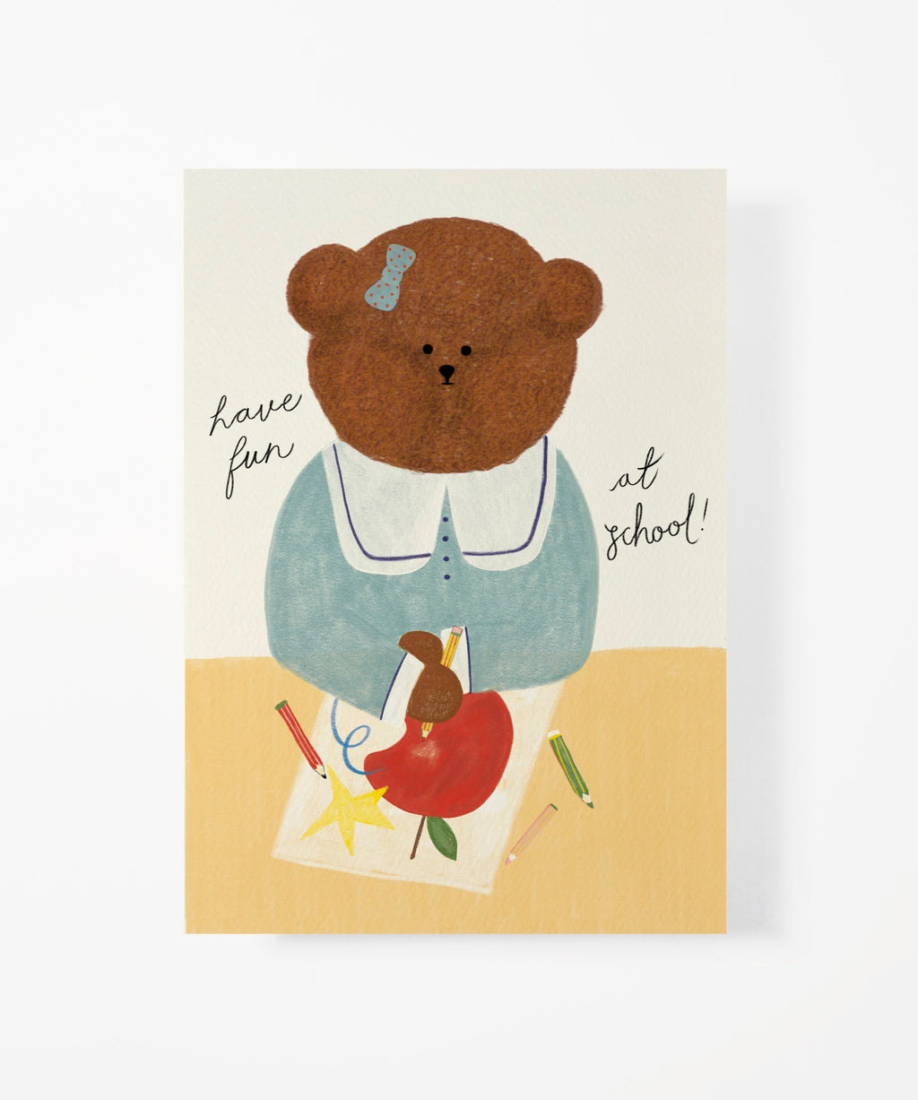 Bear's First Day at School Greeting Card